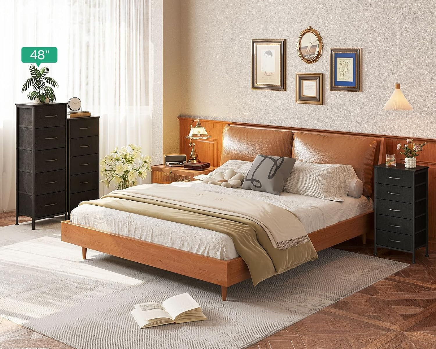 48 Inch Tall Dresser With 5 Drawers Black Metal Frame