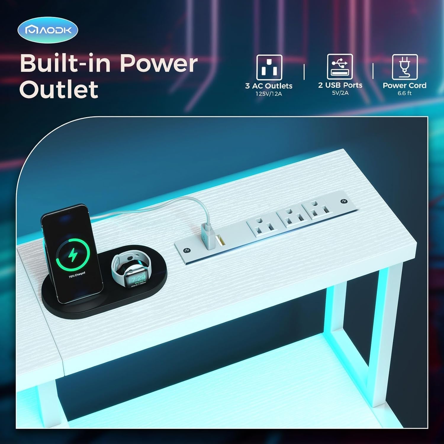 48 Inch White Gaming Desk For Home Office Computer Workstation