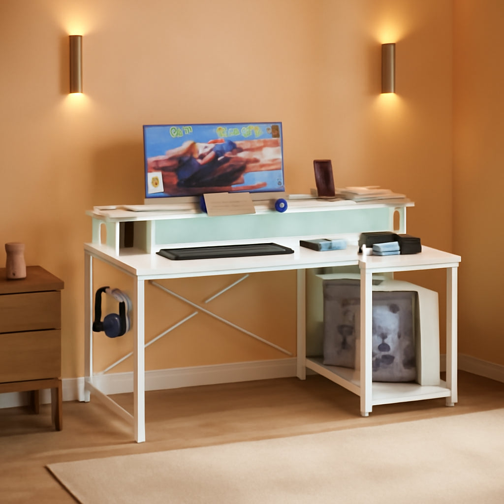 48 Inch White Gaming Desk For Home Office Computer Workstation