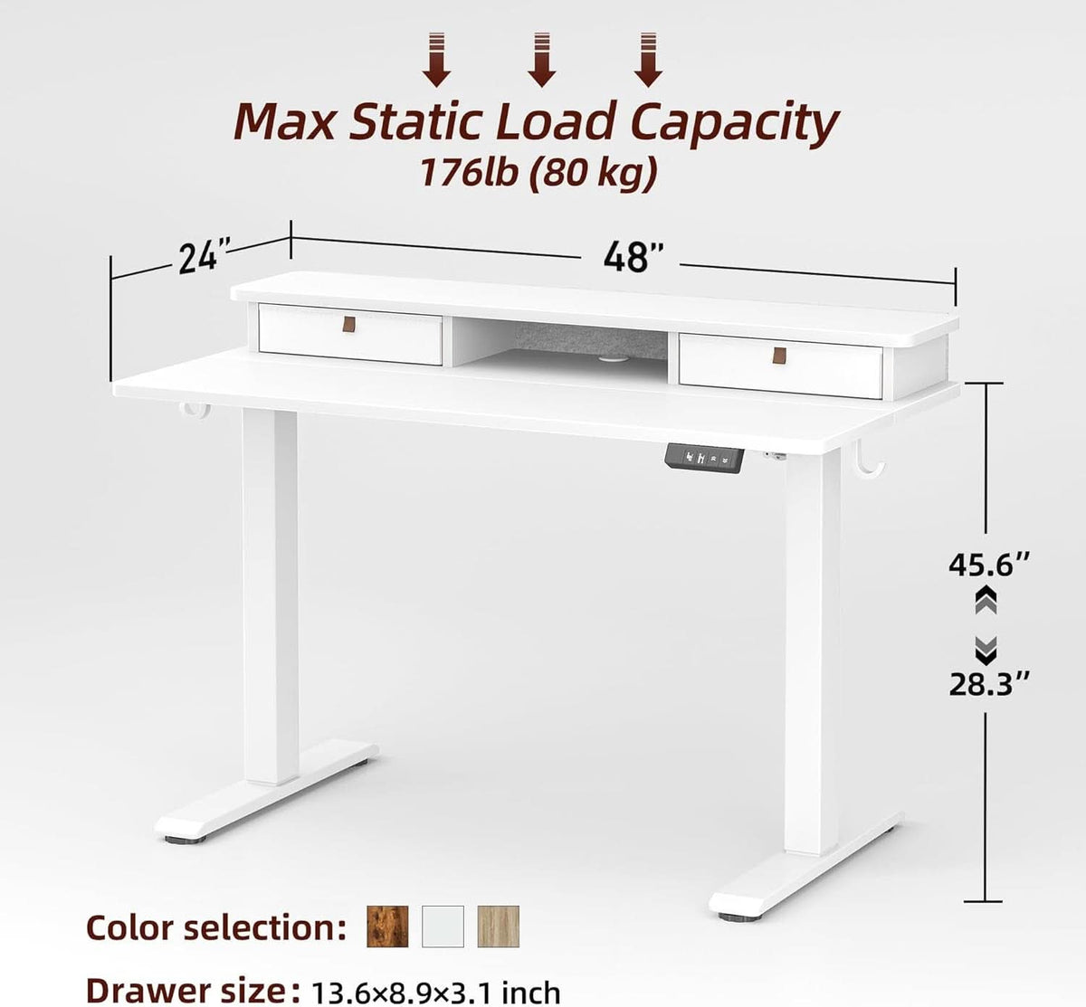 48 X 24 Inch Standing Desk With Drawers Adjustable Height