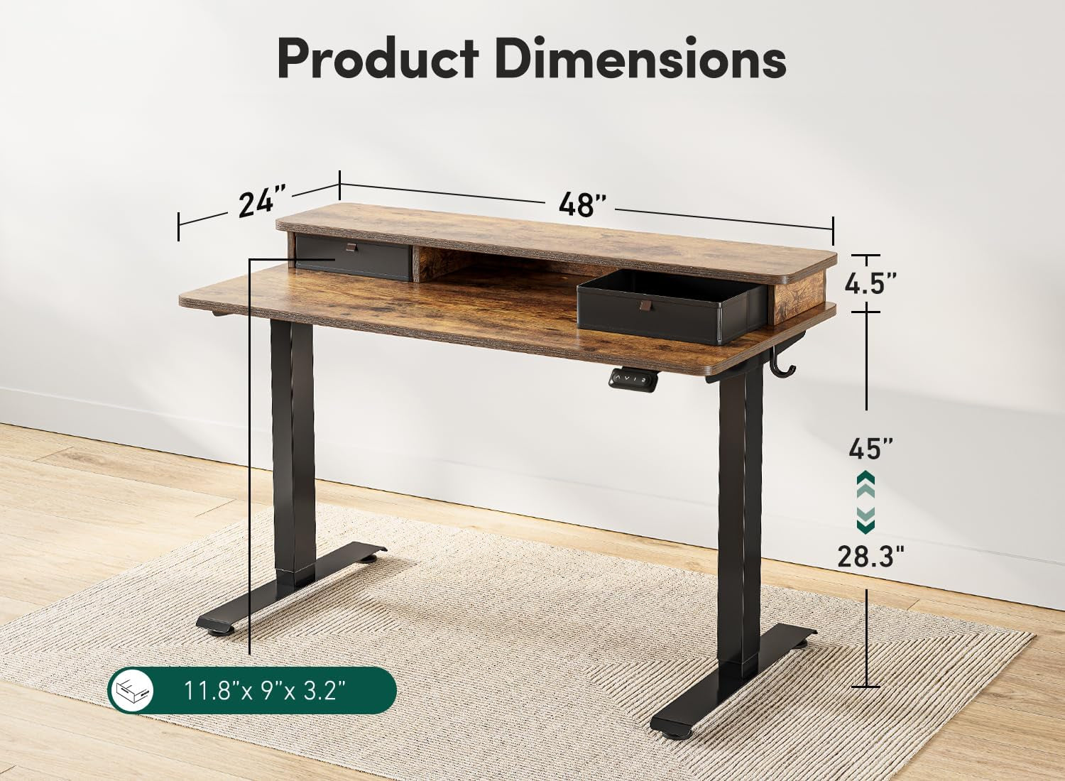 48 x 24 Inch Height Adjustable Ergonomic Standing Desk