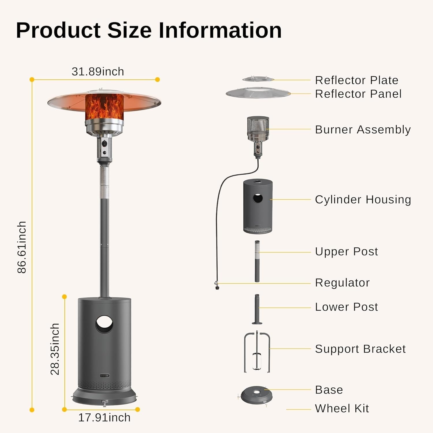 48,000 BTU Outdoor Patio Heater With Round Table Design