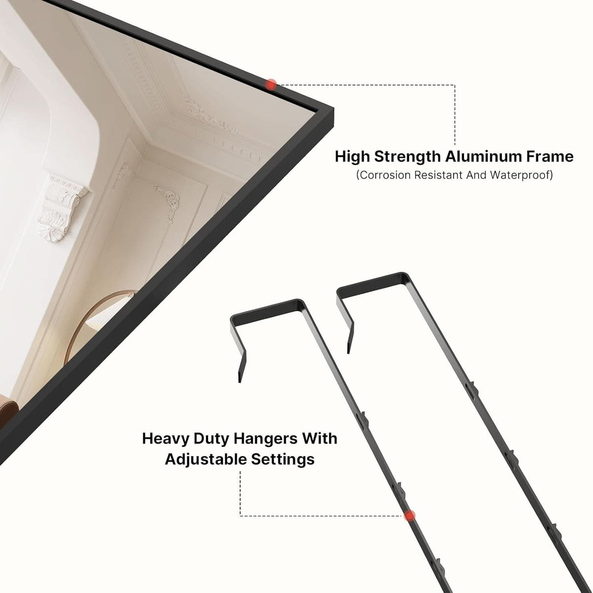 48x14 Inch Full Length Tempered Glass Door Mirror Over Door