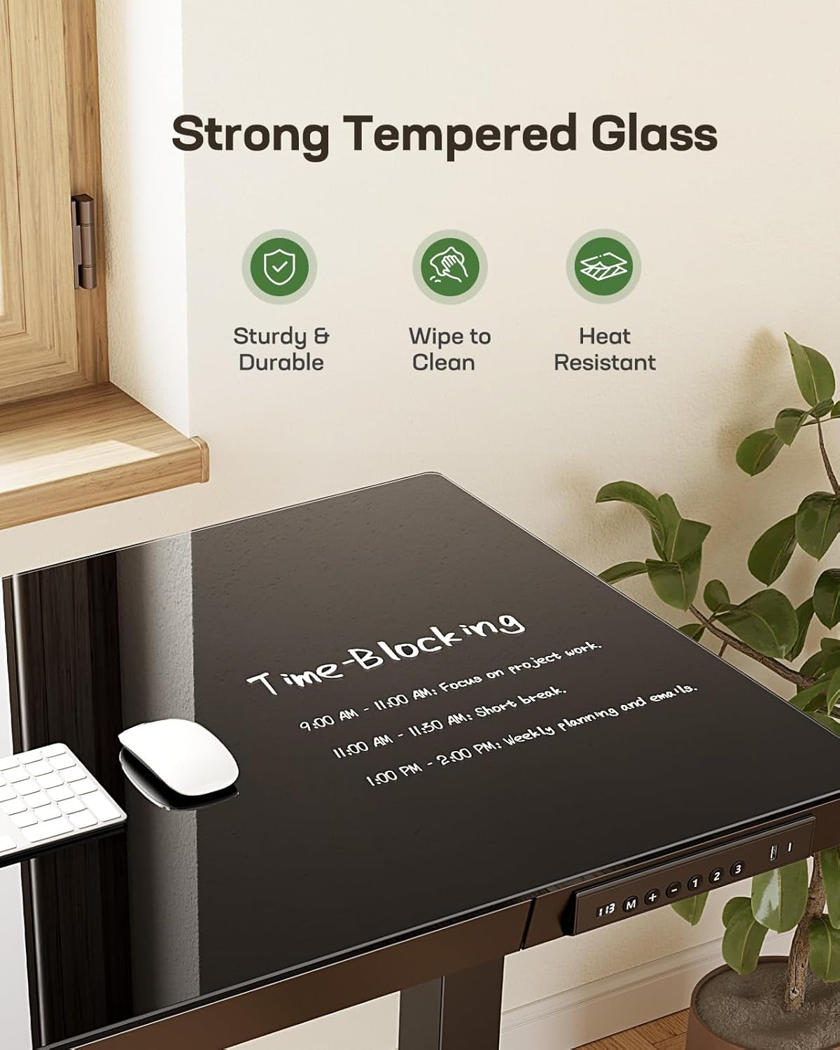 48x24 Inch Glass Standing Desk Electric Height Adjustable