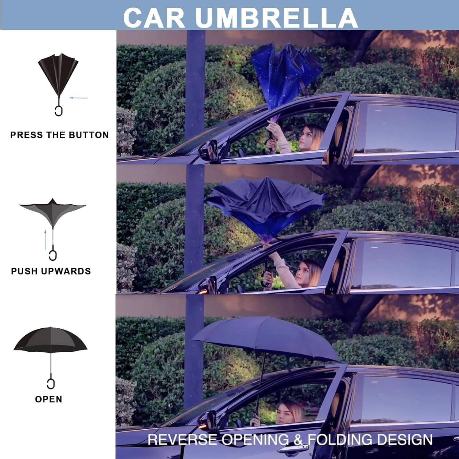 49 To 56 Inch Inverted Umbrella With C Shape Handle