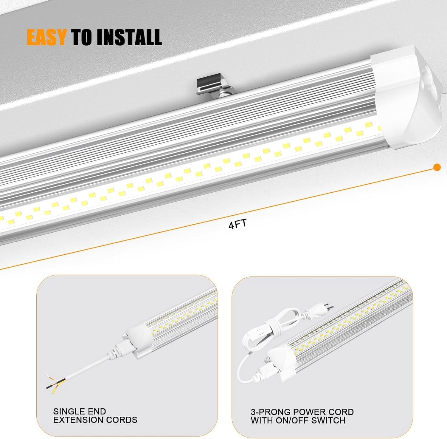 4FT LED Shop Light 6000K 50W Linkable Ceiling Fixture