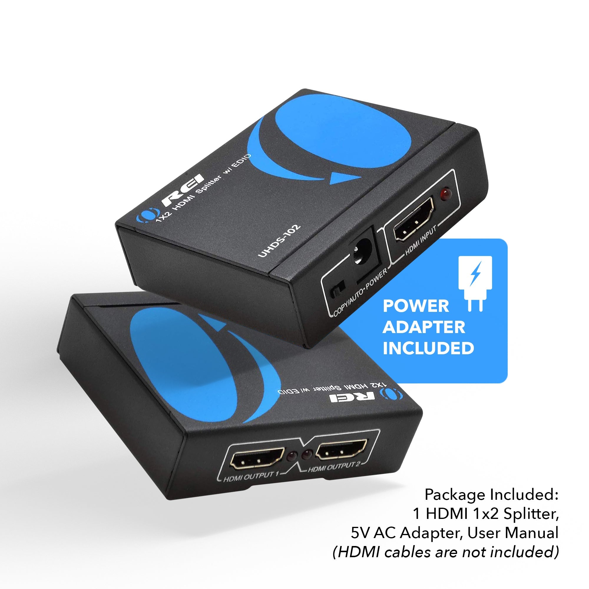 4K 1x2 HDMI Splitter: 1-in 2-out, EDID (HDS-102)