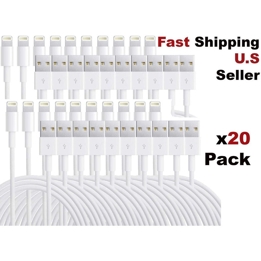 4XEM 20 Pack 3ft 1m Lightning Cable Compatible with Apple iPhone/iPad/iPod - MFi Certified 4XLIGHTNING20PK