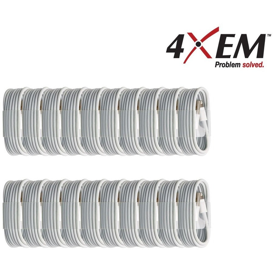4XEM 20 Pack 3ft 1m Lightning Cable Compatible with Apple iPhone/iPad/iPod - MFi Certified 4XLIGHTNING20PK