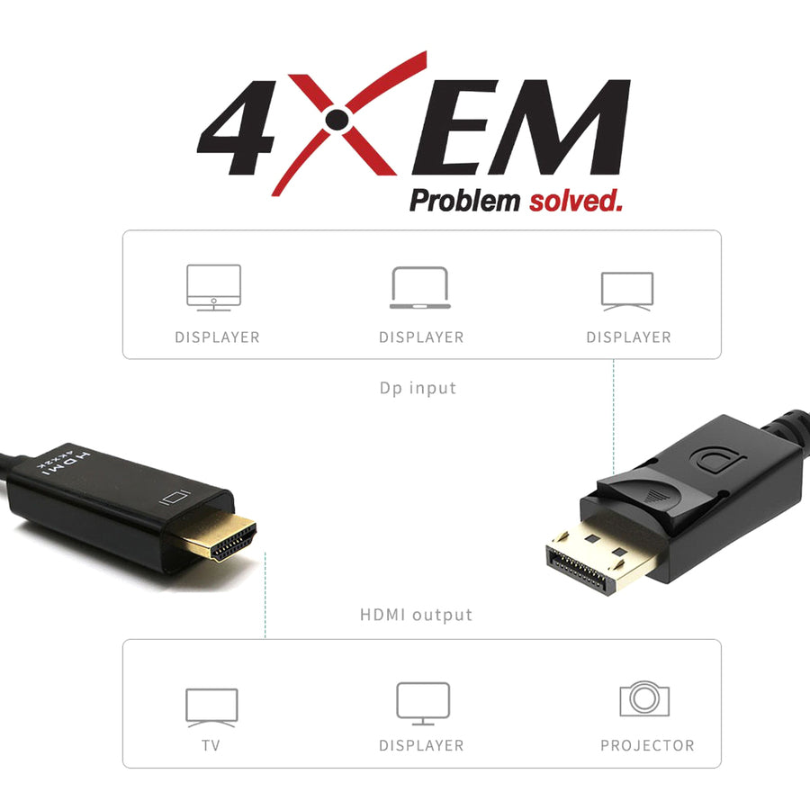 4XEM 4K Displayport to HDMI Cable 6ft 4XDPHDMI6FT4K