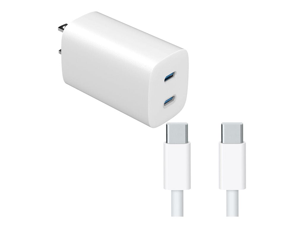 4XEM - Power adapter - GaN - 45 Watt - 3 A - PD 3.0 - 2 output connectors (2 x USB-C) - white
