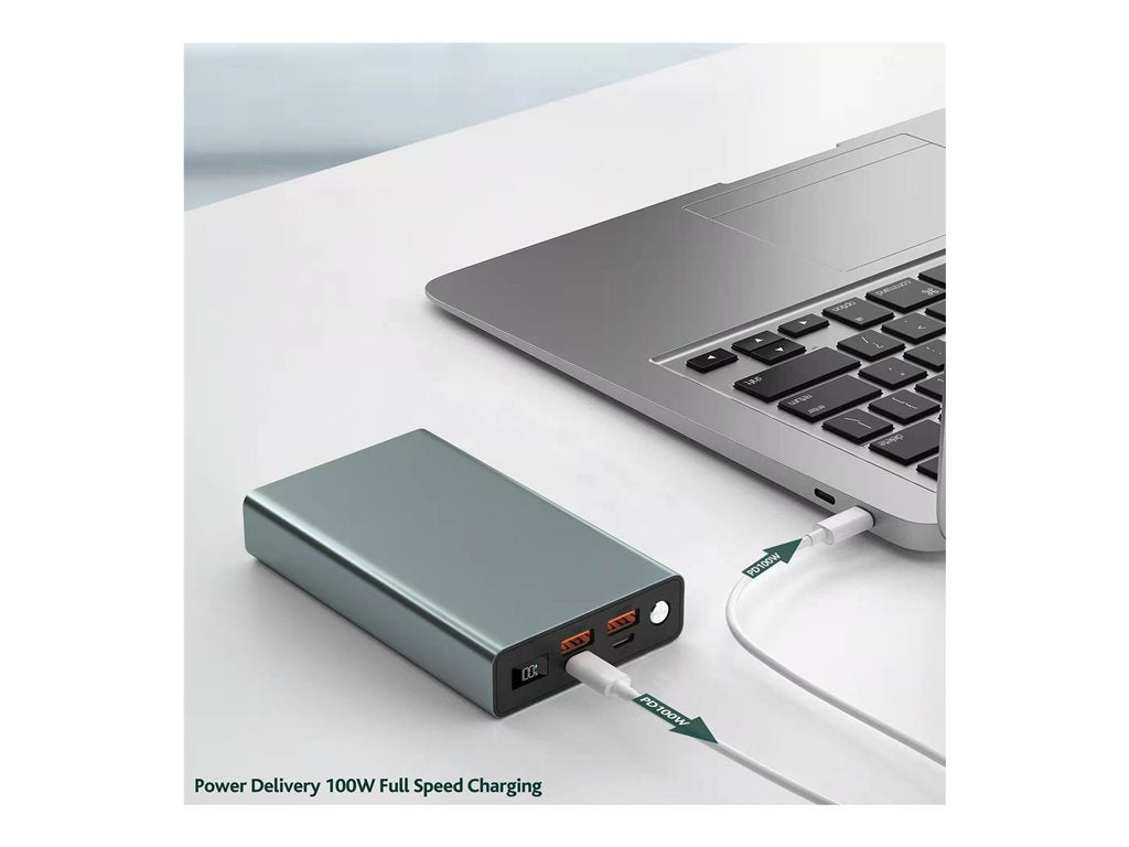 4XEM - Power bank - 20000 mAh - 100 Watt - 5 A - PD 3.0, Quick Charge 3.0 - 4 output connectors (2 x USB, 2 x USB-C) -