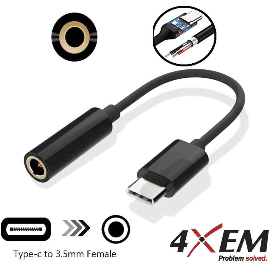 4XEM USB-C Male To 3.5mm Female Adapter Black 4XUSBC35MMB