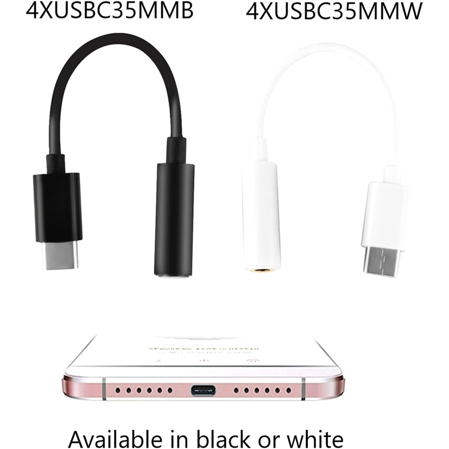 4XEM USB-C Male To 3.5mm Female Adapter Black 4XUSBC35MMB