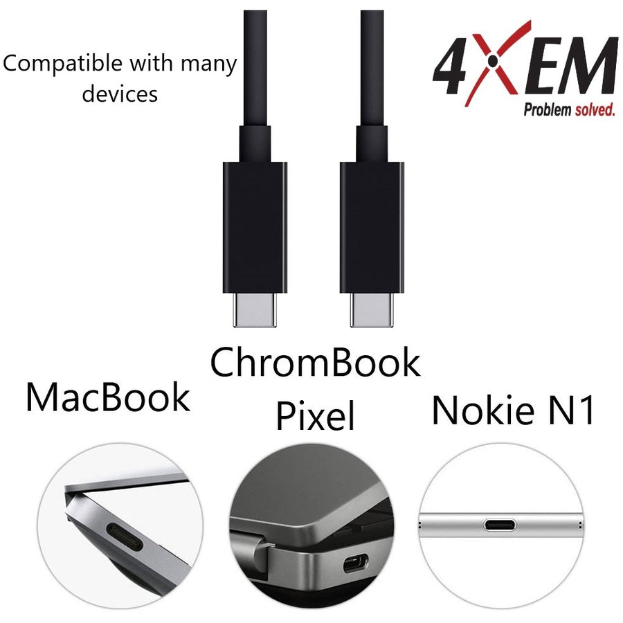 4XEM USB-C To USB-C Cable M/M USB 3.1 Gen 2 10GBPS 10ft Black 4XUSBCC31G210