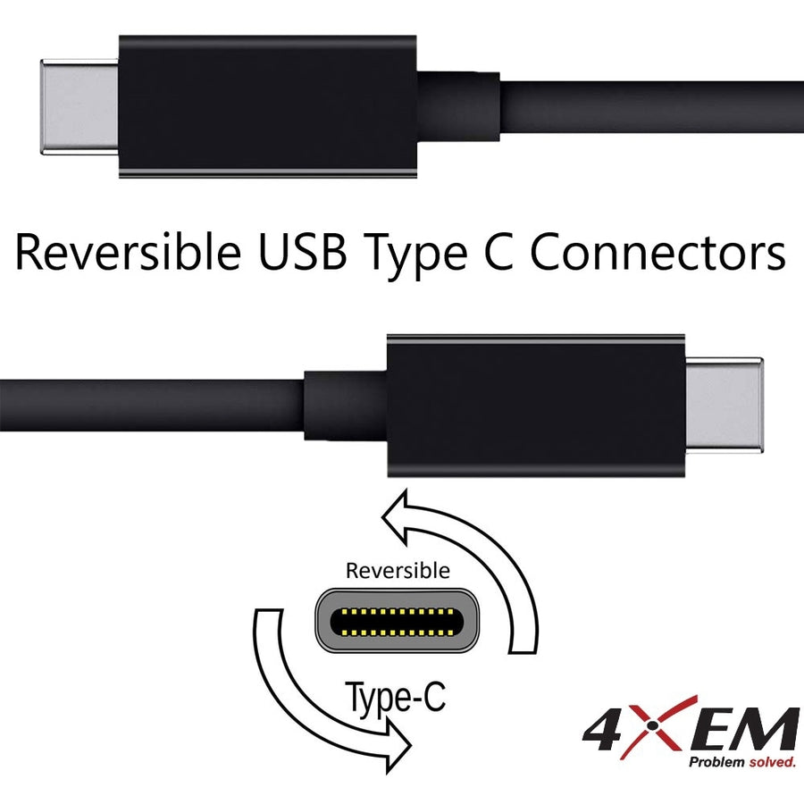 4XEM USB-C To USB-C Cable M/M USB 3.1 Gen 2 10GBPS 6FT Black 4XUSBCC31G26