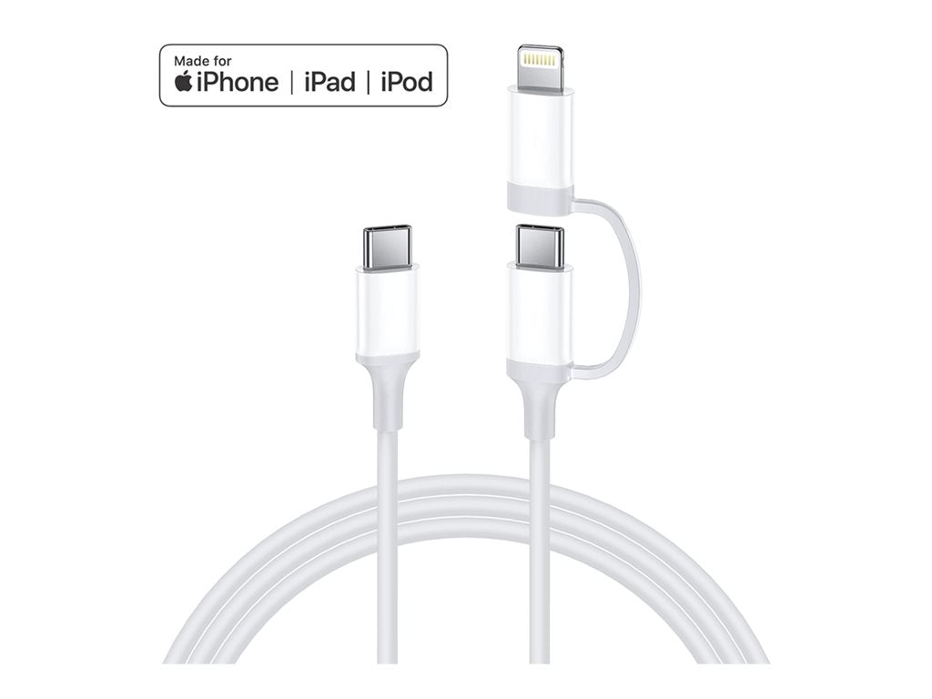 4XEM - USB cable - 24 pin USB-C (M) to 24 pin USB-C, Lightning (M) - USB 2.0 - 20 V - 3 A - 3 ft - USB Power Delivery