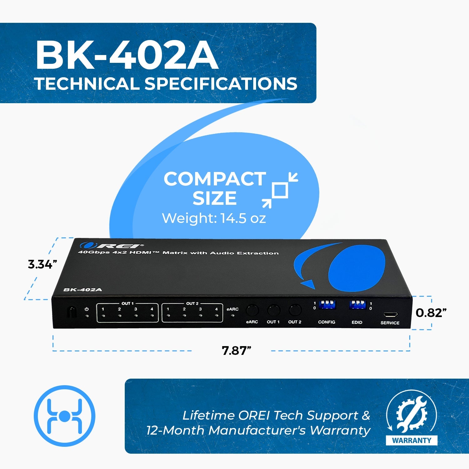4x2 HDMI Matrix with Audio Extraction (BK-402A)