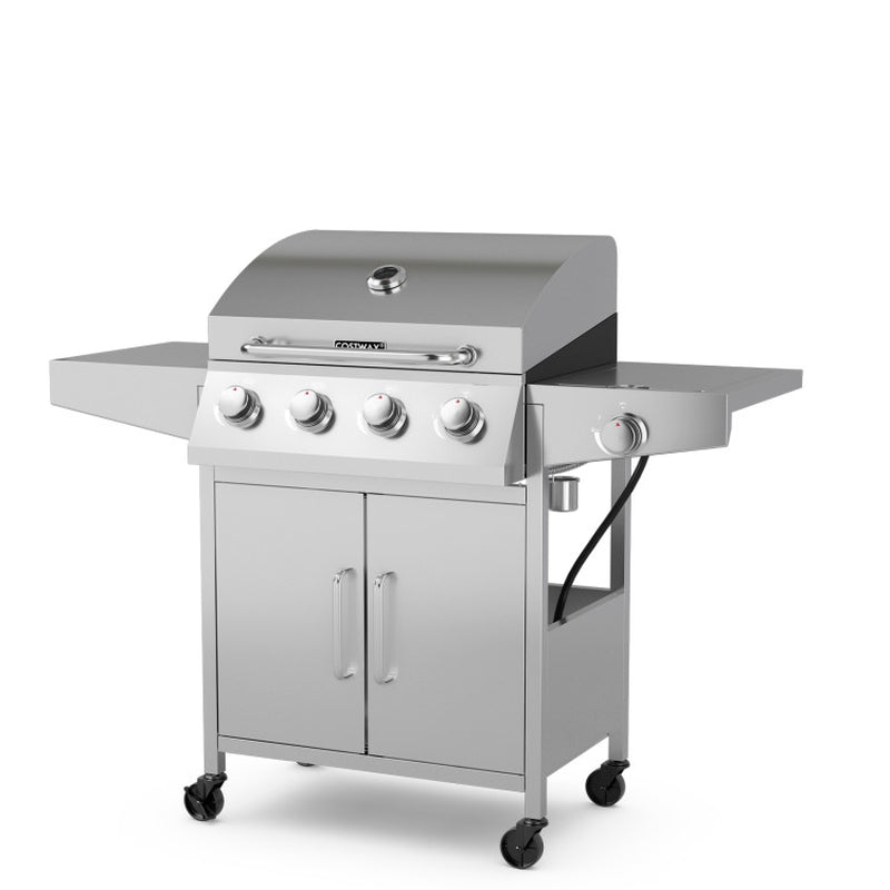5 Burner Propane Gas Grill With Side Burner And Prep Tables
