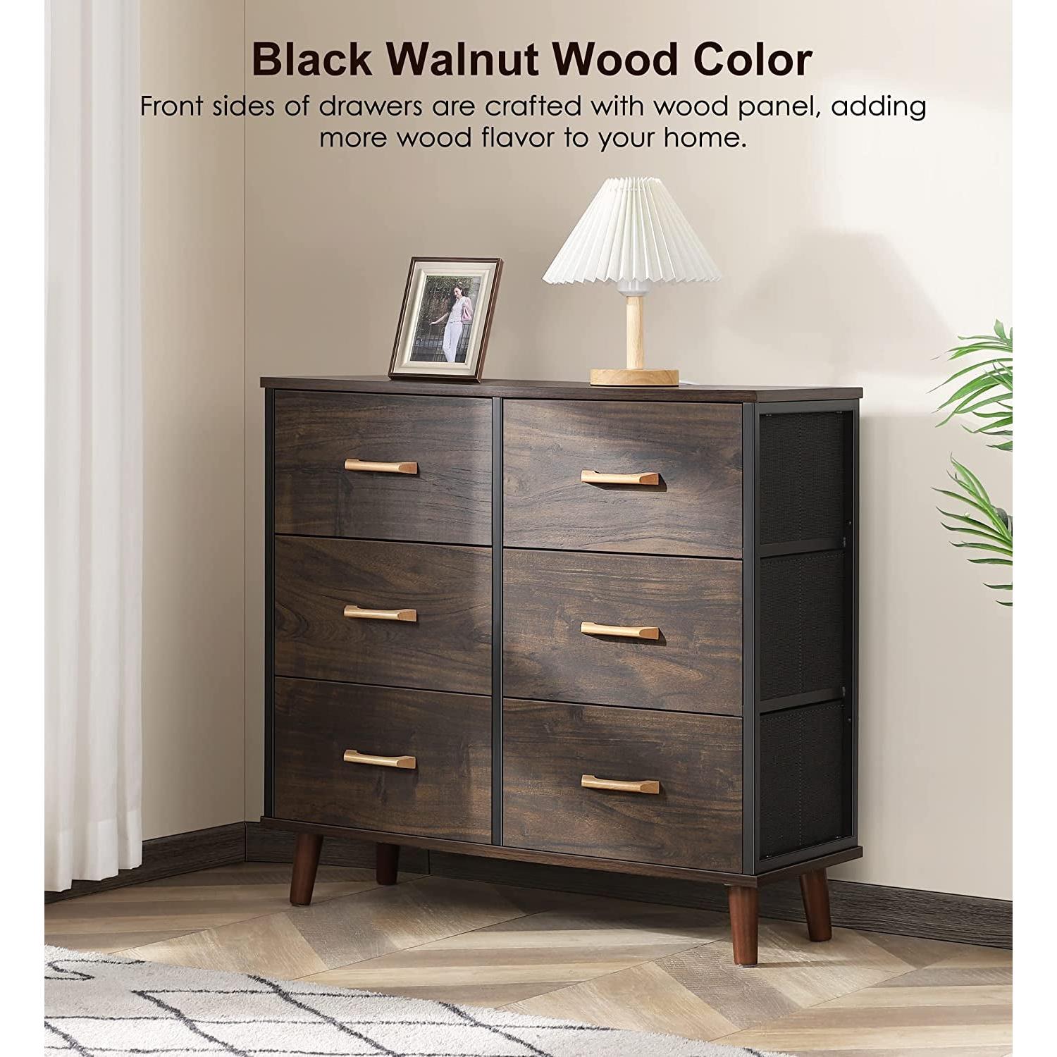 5 Drawer Dresser For Bedroom With Wood Top Storage