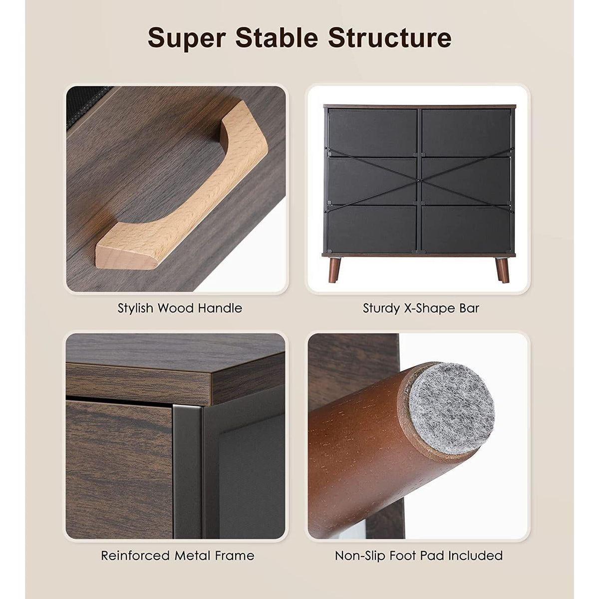 5 Drawer Dresser For Bedroom With Wood Top Storage