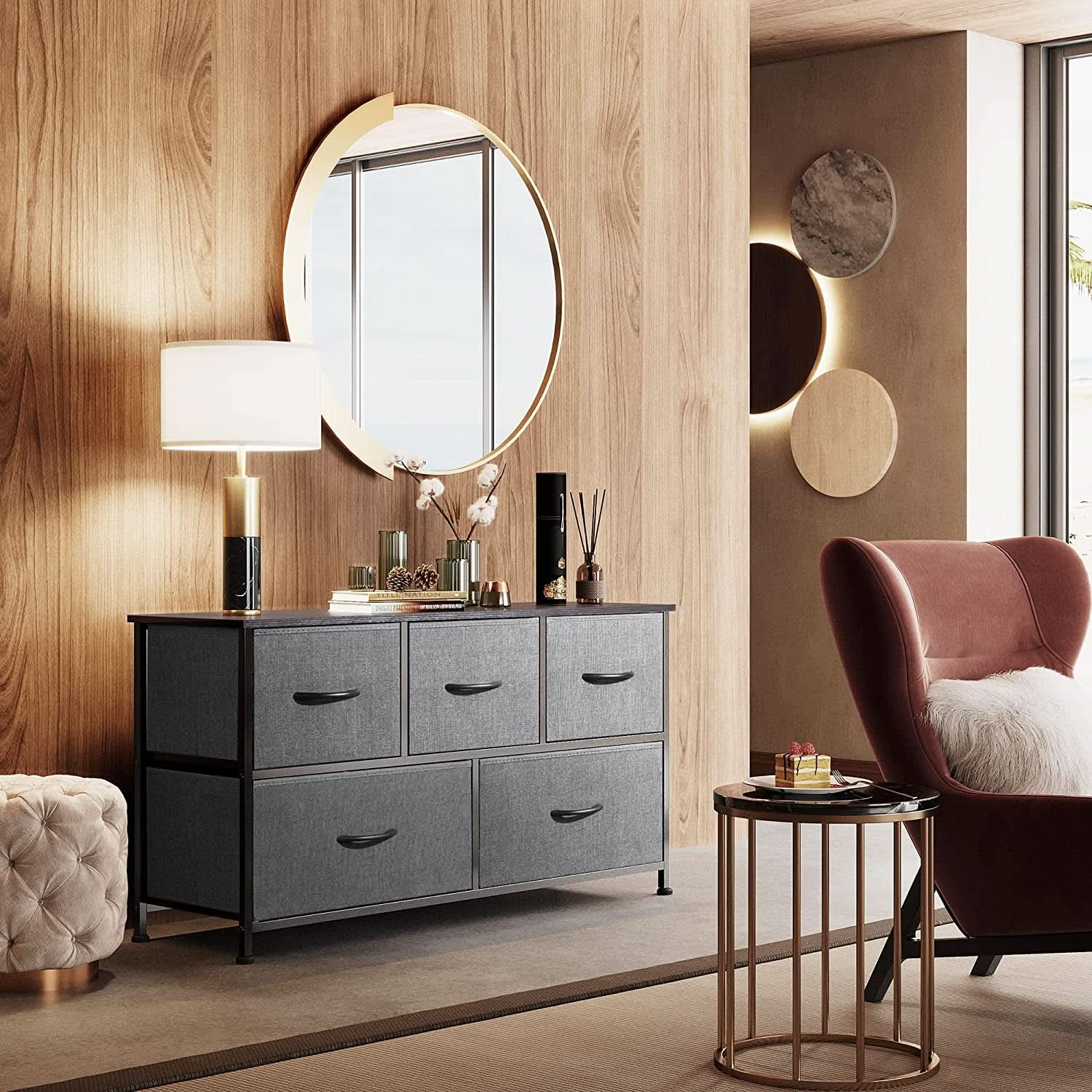 5 Drawer Fabric Dresser Organizer For Bedroom Storage