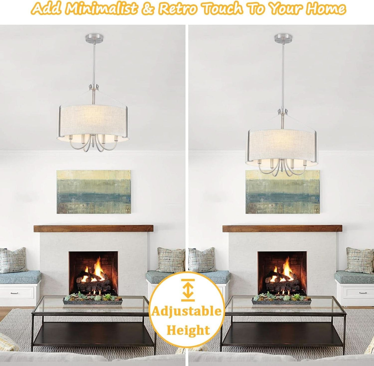 5 Light Drum Chandelier 18 Inch Brushed Nickel Fixture