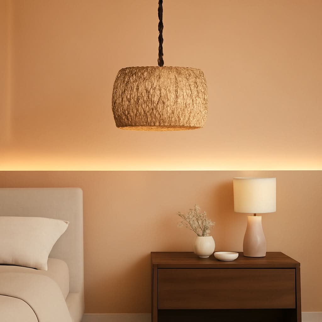5 Light Farmhouse Rattan Chandelier Natural Water Hyacinth Shade