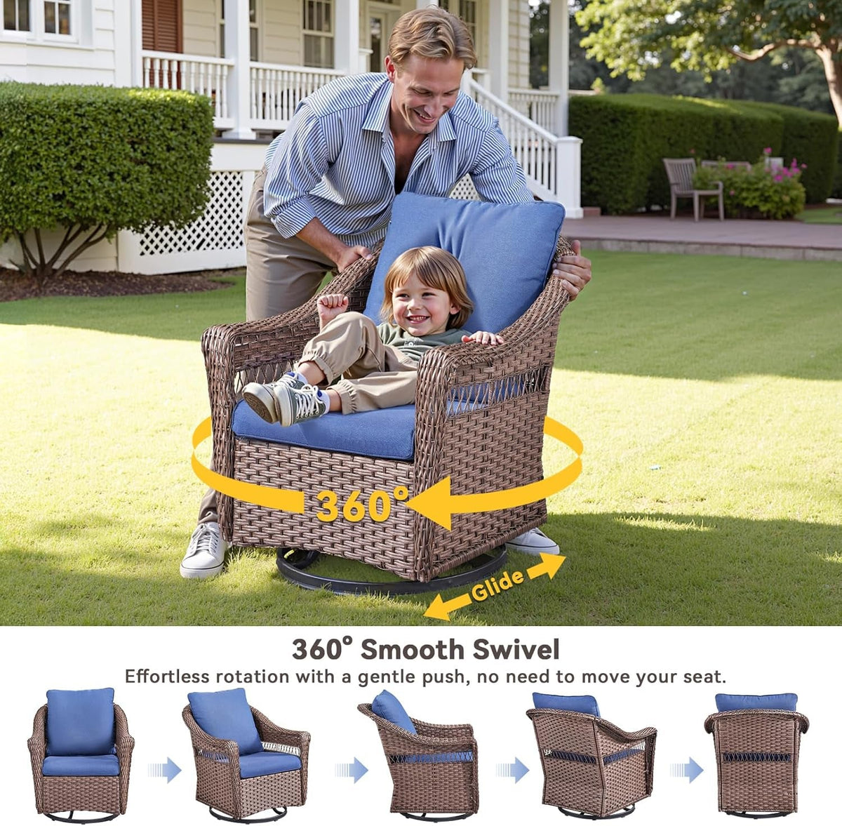 5-Piece Conversation Set in Dark Gray All-Weather Wicker