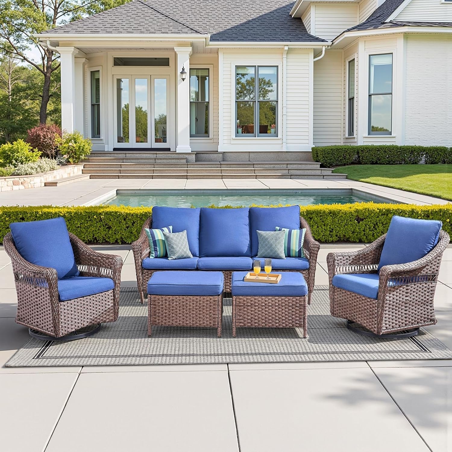 5-Piece Conversation Set in Dark Gray All-Weather Wicker