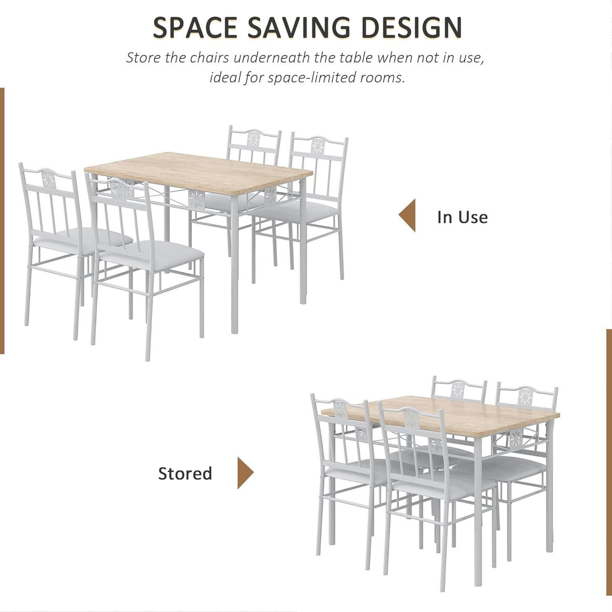 5 Piece Deluxe Dining Room Table Set Elite Edition For Four Chairs