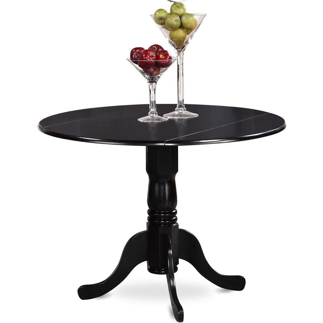 5 Piece Drop Leaf Dining Table Set Black Faux Leather