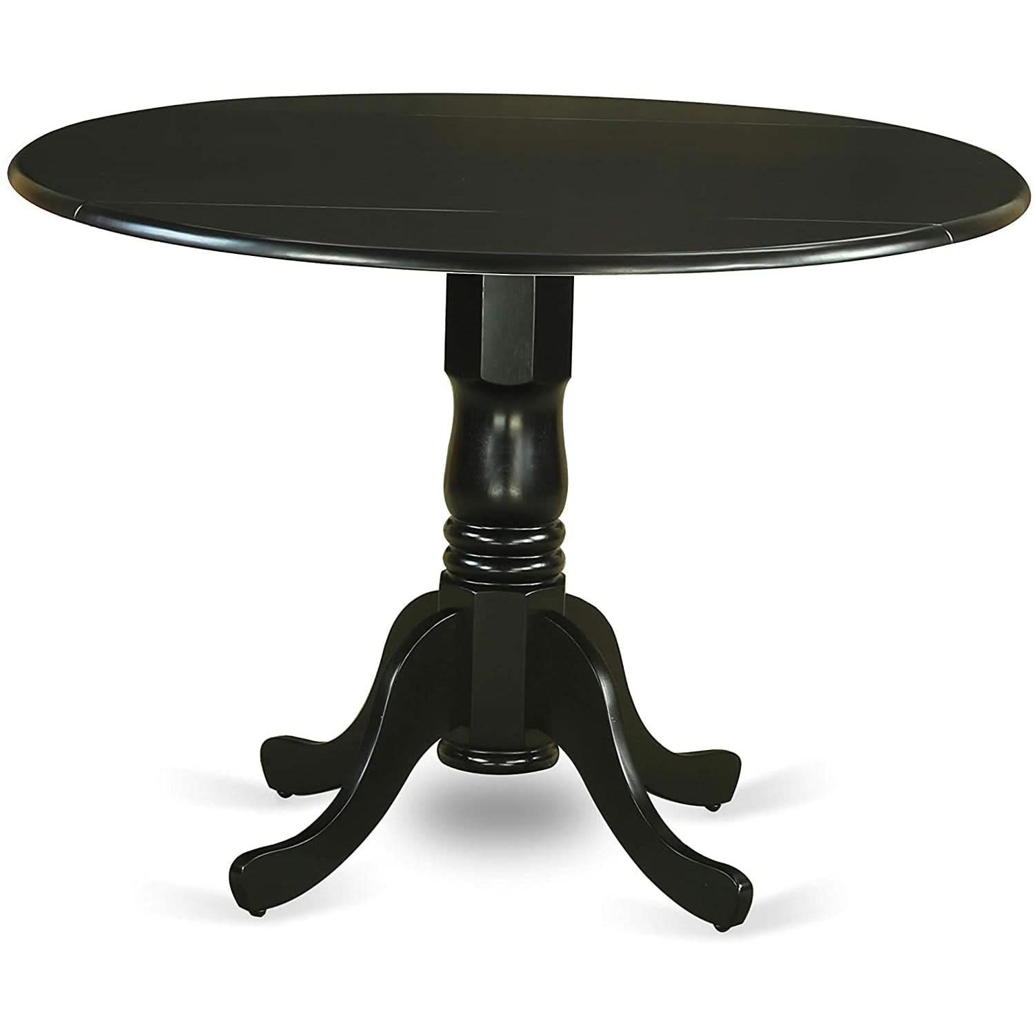 5 Piece Drop Leaf Dining Table Set Black Faux Leather