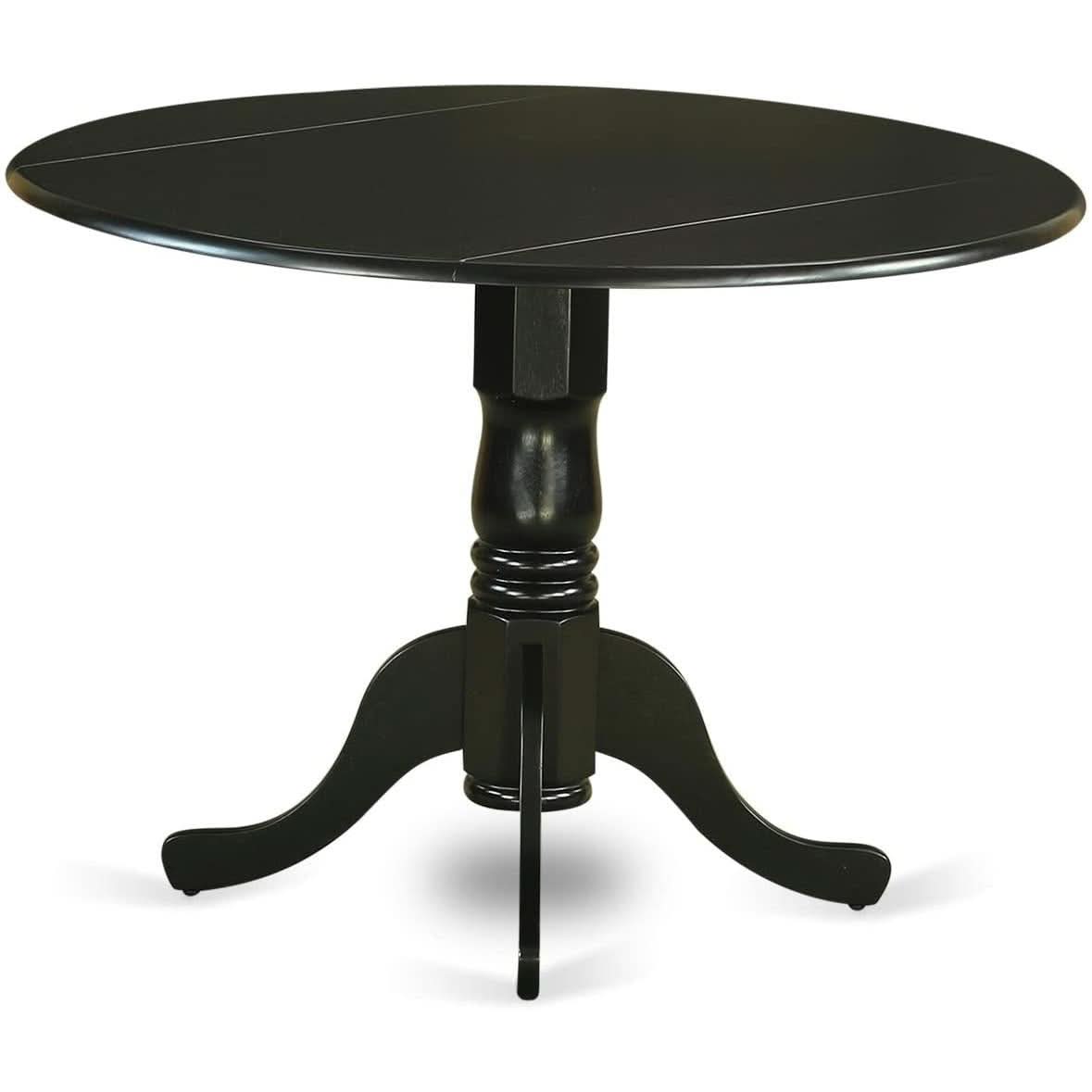 5 Piece Drop Leaf Dining Table Set Black Faux Leather