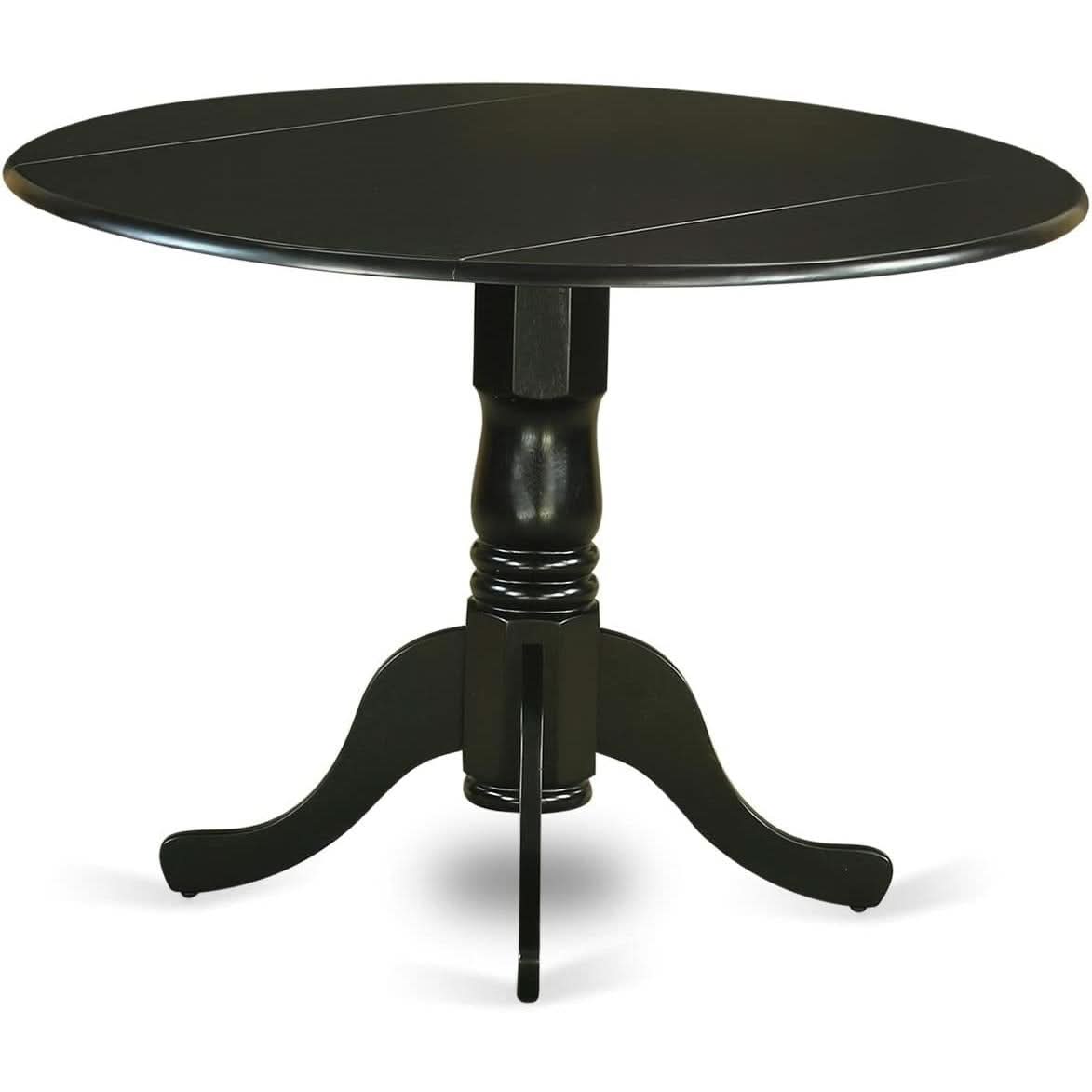 5-Piece Drop Leaf Dining Table Set Black Faux Leather