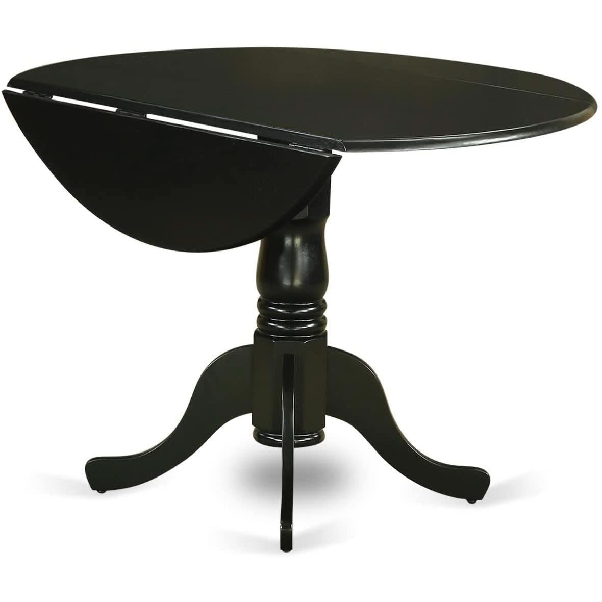 5 Piece Drop Leaf Dining Table Set Black Faux Leather