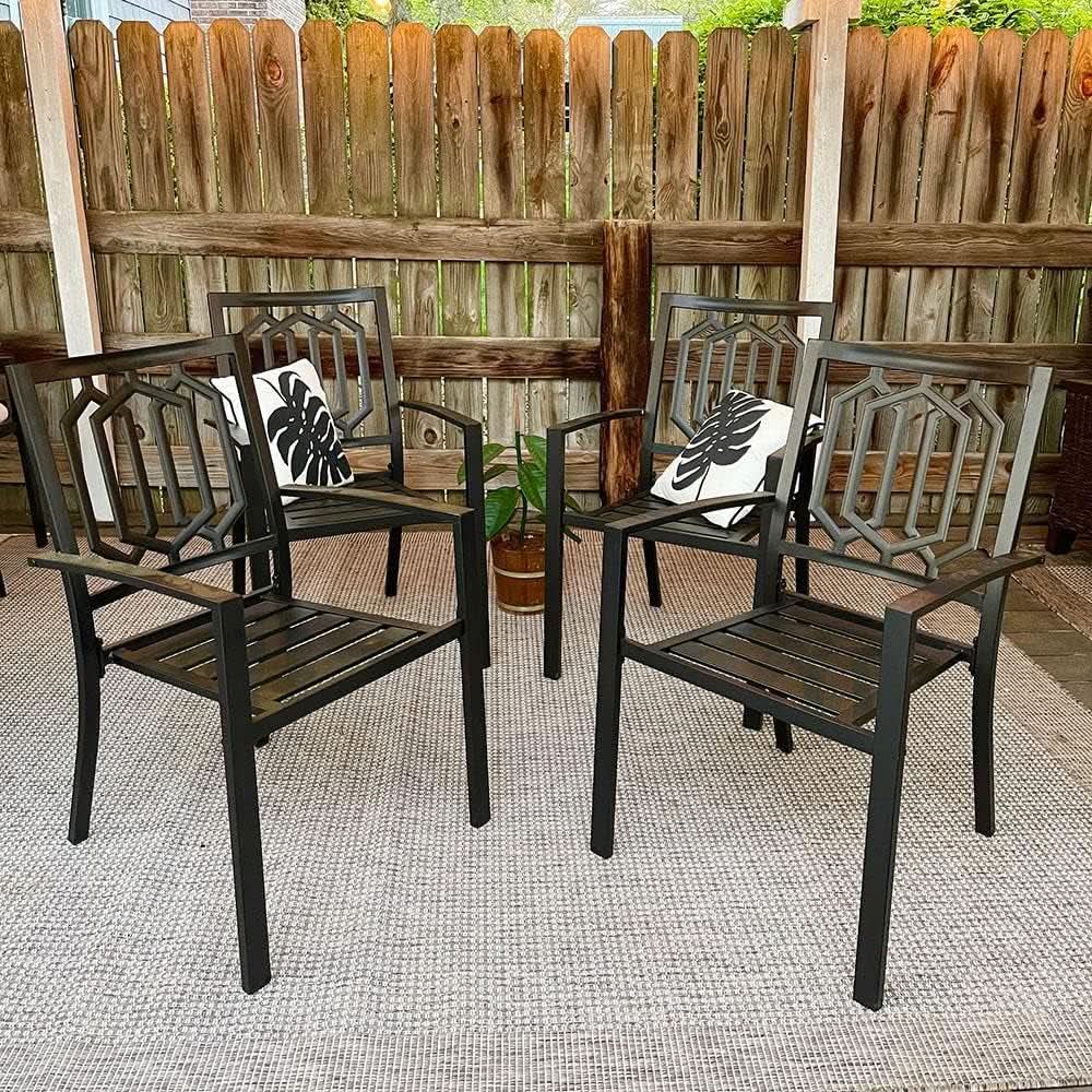 5 Piece Metal Patio Dining Set 37 In Table And 4 Chairs