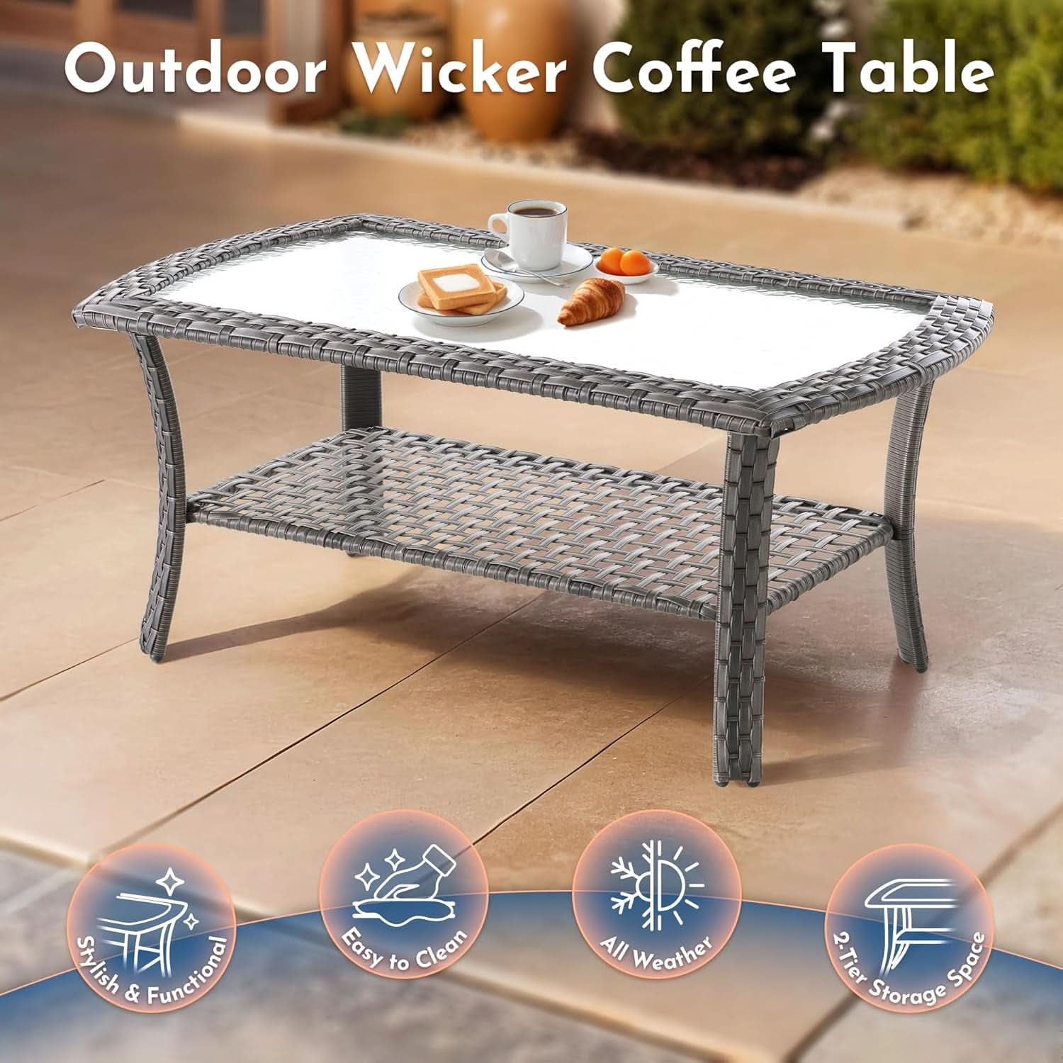 5 Piece Outdoor Patio Furniture Set With Swivel Rocker Chairs Light Gray