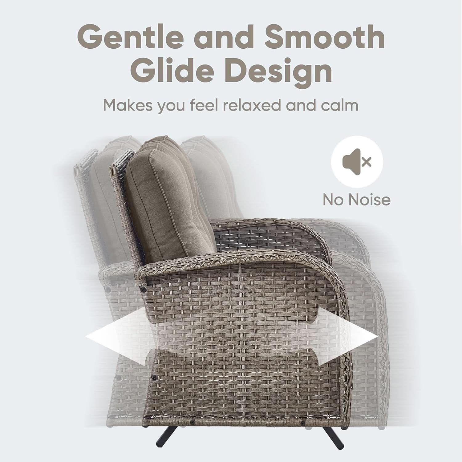 5 Piece Outdoor Patio Set Gray Wicker Swivel Rockers