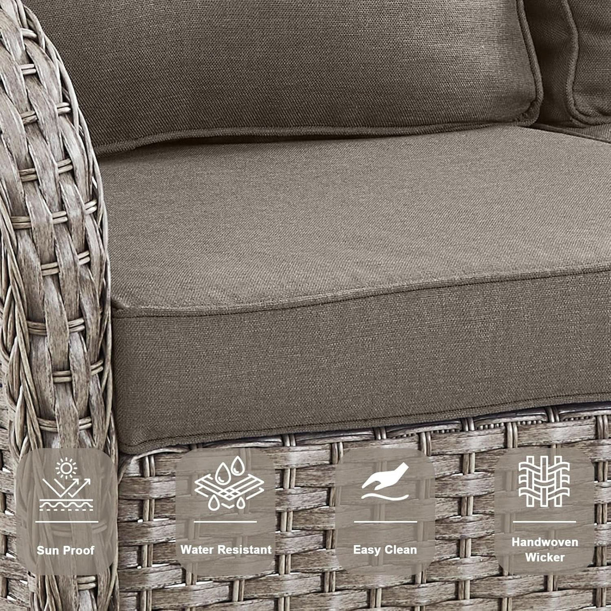 5 Piece Outdoor Patio Set Gray Wicker Swivel Rockers