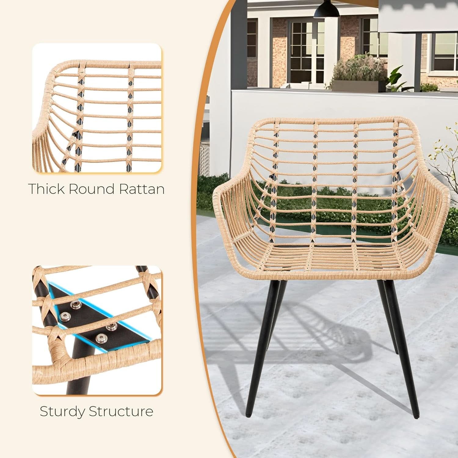 5 Piece Patio Bistro Set With Ottoman Outdoor Wicker Yellow