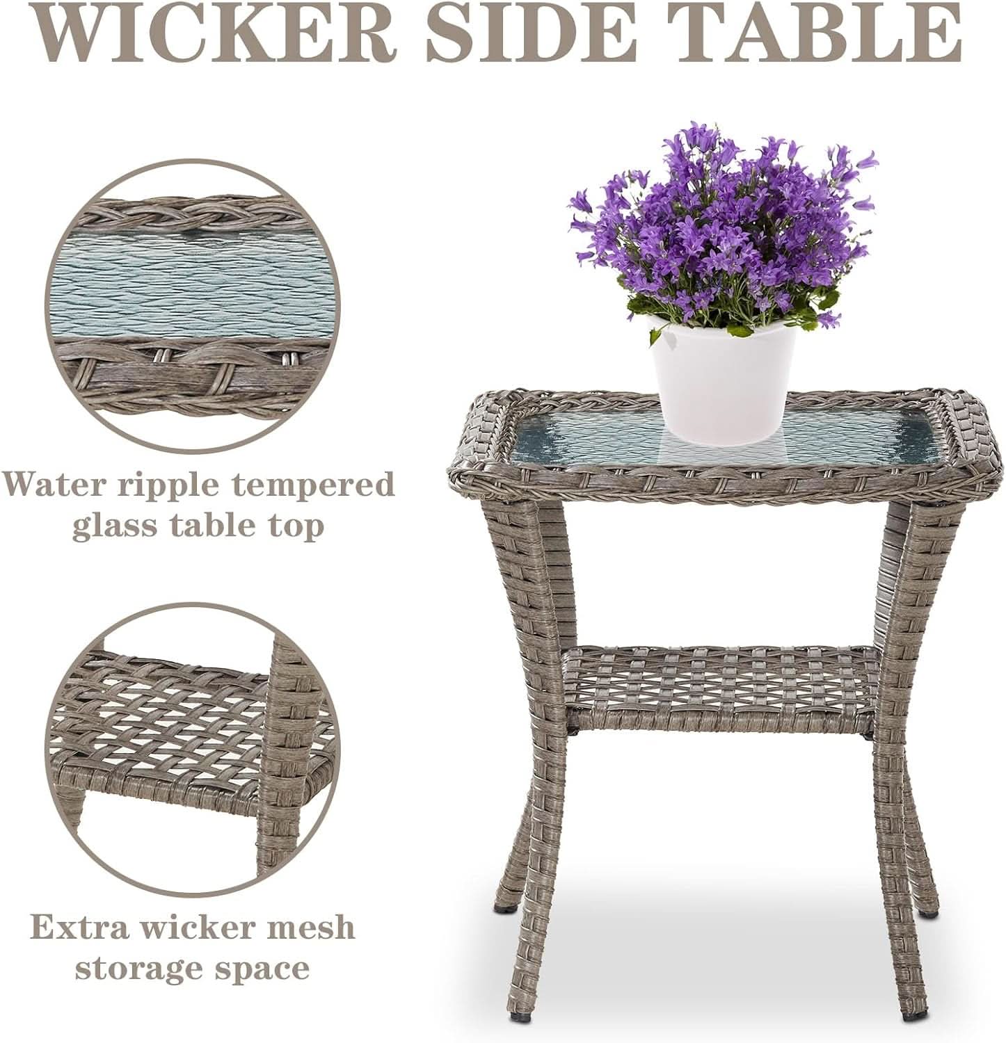 5 Piece Patio Rocking Chairs Set With Wicker Ottomans