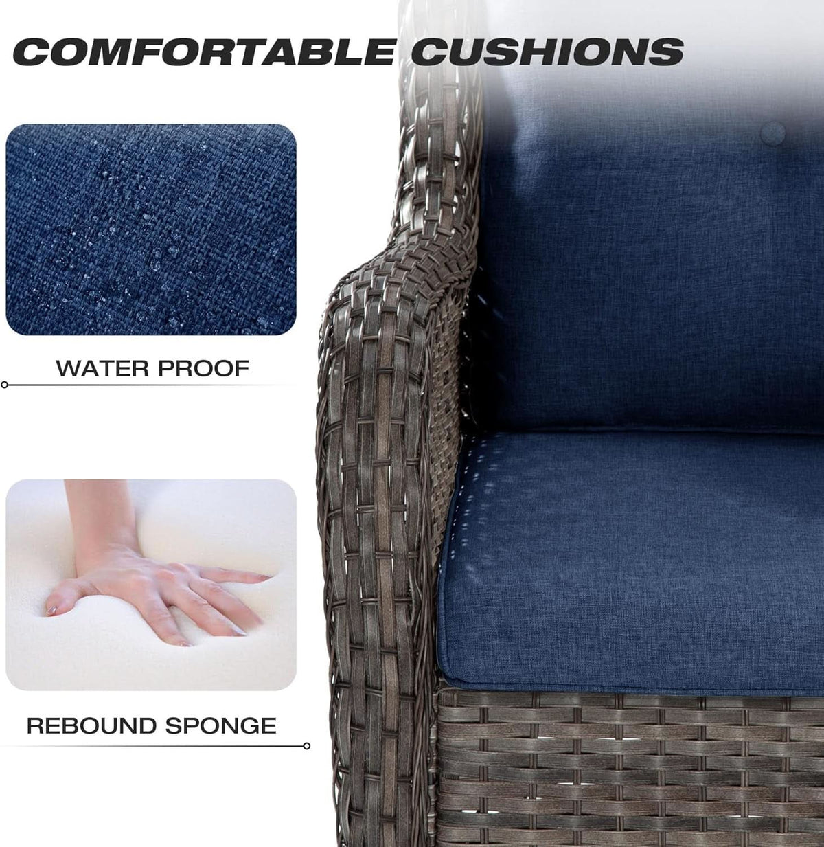 5-Piece Wicker Patio Furniture Set with Cushions