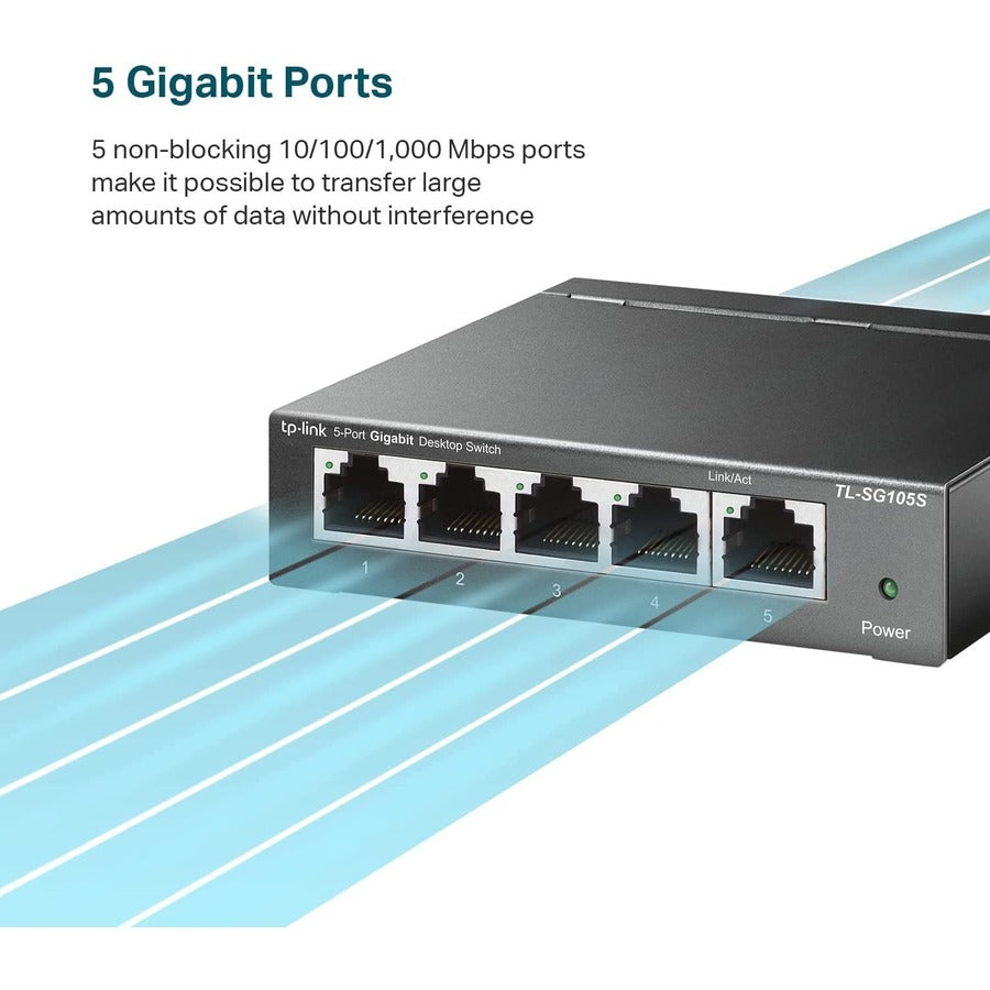 5-Port Gigabit Desktop Switch - Metal Housing Ethernet Switch | TeciSoft TL-SG105S