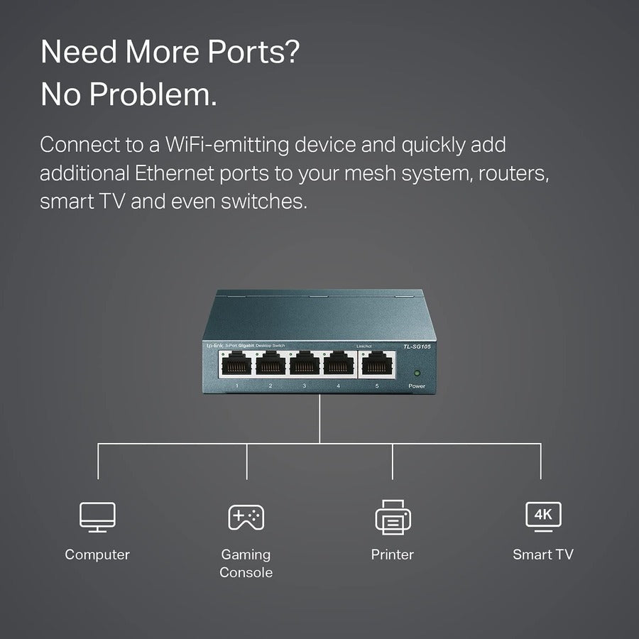 5-Port Gigabit Desktop Switch - Unmanaged Metal Casing | TP-LINK TL-SG105
