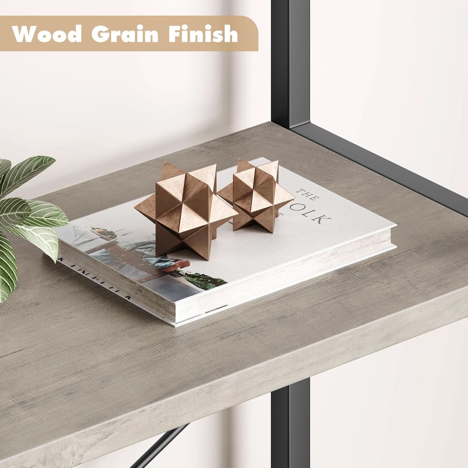 5 Tier Arched Bookshelf Tall Modern Display Rack Wood And Metal