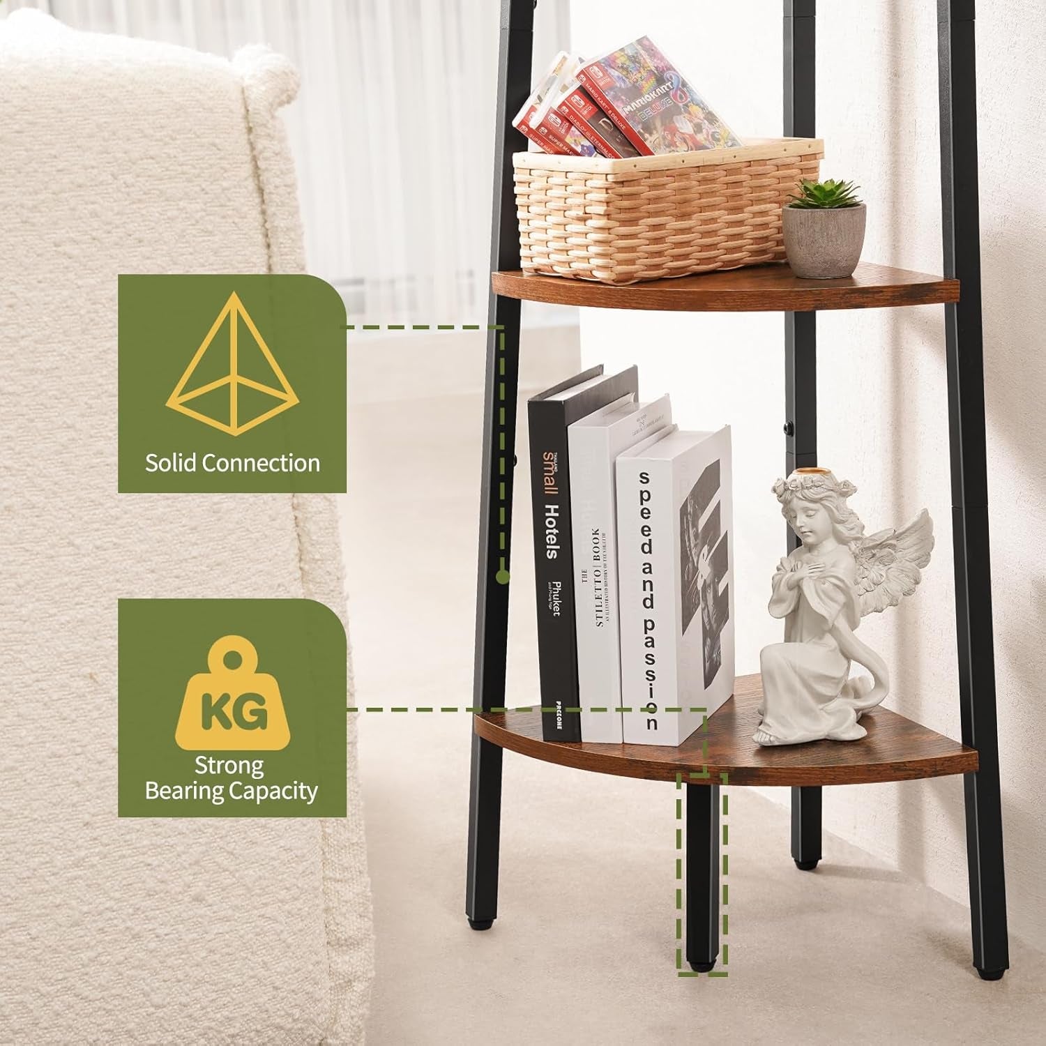 5 Tier Corner Bookshelf With LED Light And App Control