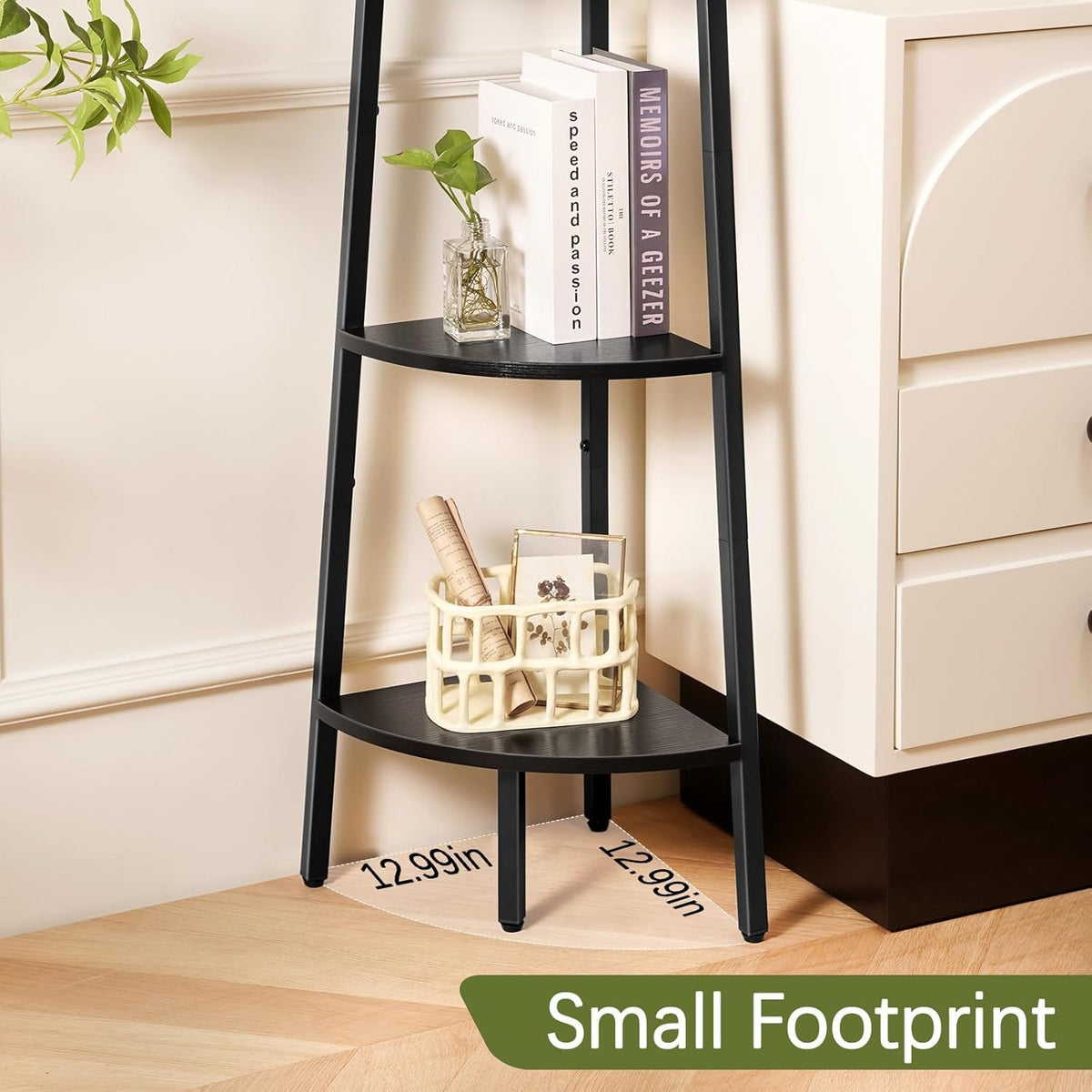 5 Tier Corner Bookshelf With LED Lights For Living Room