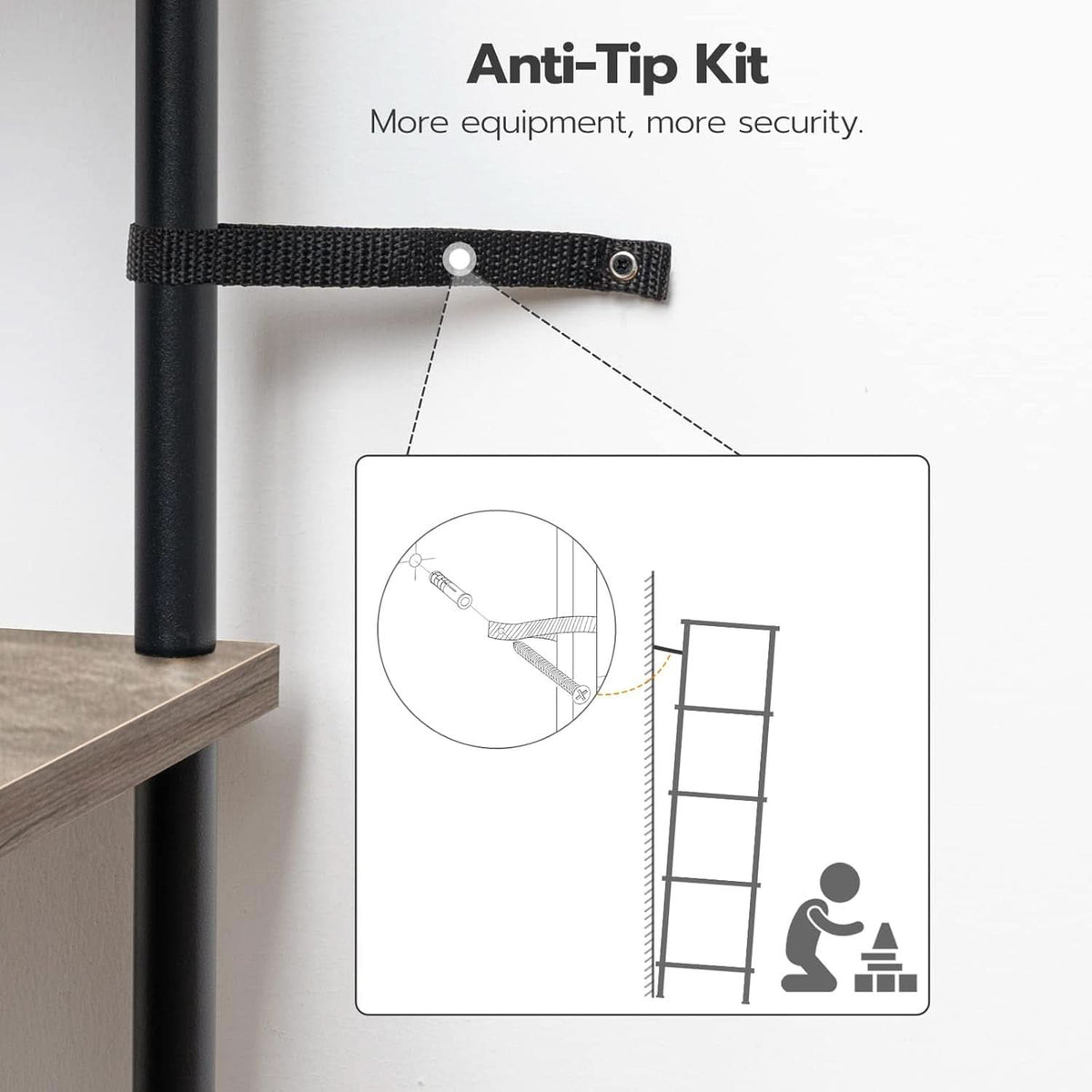 5 Tier Corner Shelf Stand Greige and Black No Tool Assembly