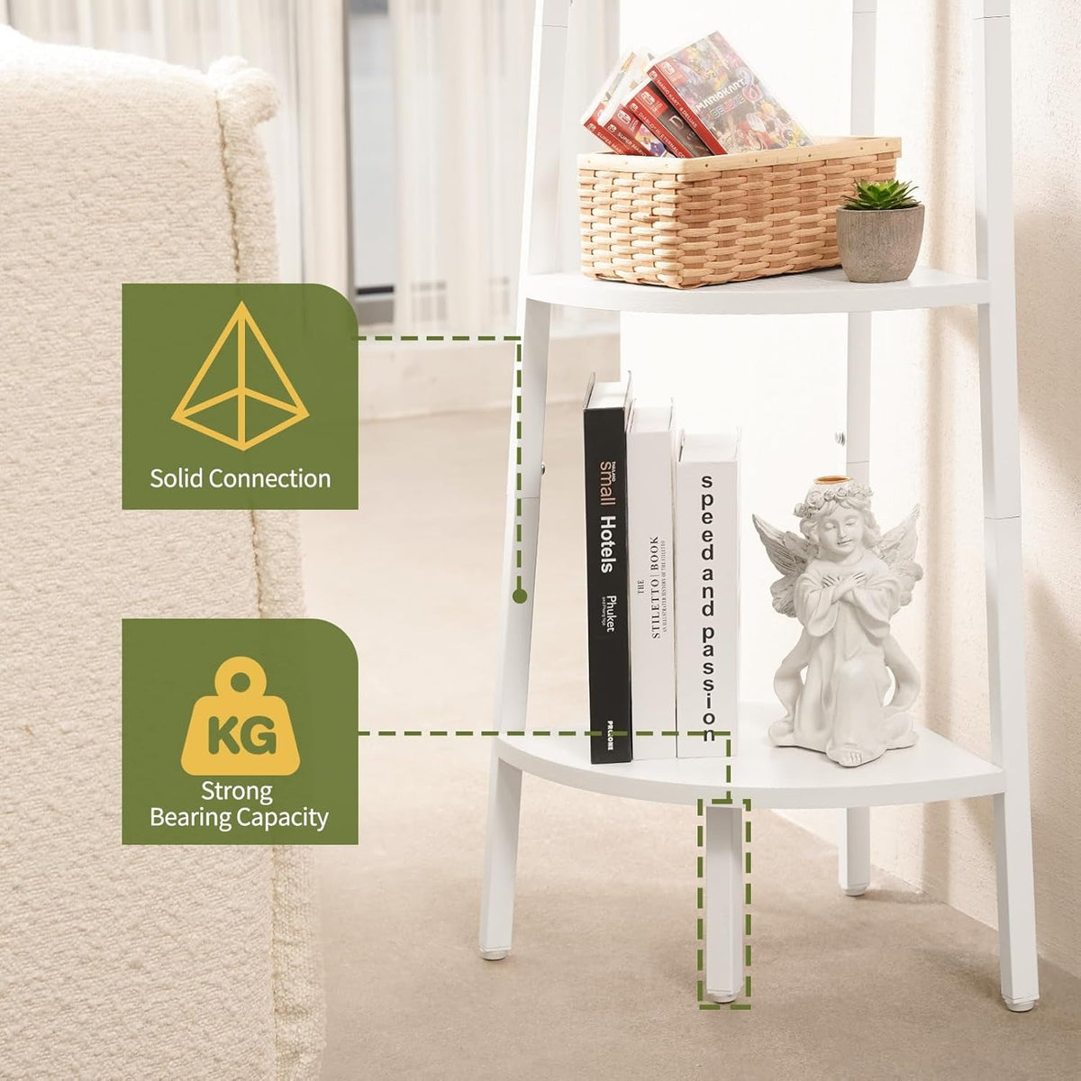 5-Tier Corner Shelf Stand With LED Lights Steel Frame